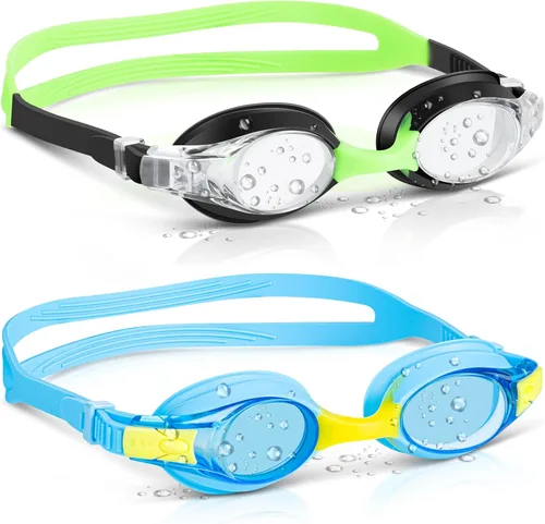 Portzon Gafas de natación unisex para niños, antiniebla, sin fugas, visión clara, gafas de natación para piscina Azul + Negro
