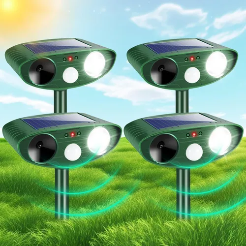 Repelente solar mejorado de animales, repelente ultrasónico de animales, dispositivos repelentes de ciervos para exteriores, impermeables, con