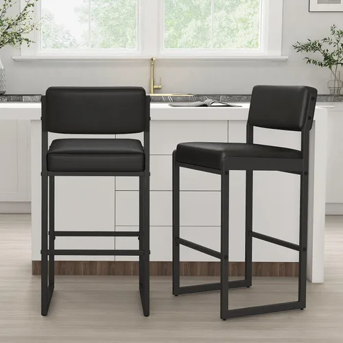 Miniatura 11 de SAECKBERG Taburetes de bar modernos de altura de mostrador, sillas de barra de 26 pulgadas de altura con respaldo, taburetes tapizados, taburetes
