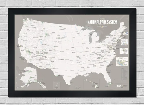 Miniatura 12 de Mapa de unidades del Sistema de Parques Nacionales de Estados Unidos 24x36 (Tierra Natural)