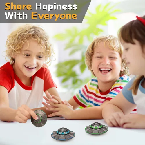 Miniatura 6 de Juguete giratorio OVNI para niños y adultos, juguete de escritorio espacial luminoso de metal, accesorios EDC geniales, juguetes para aliviar