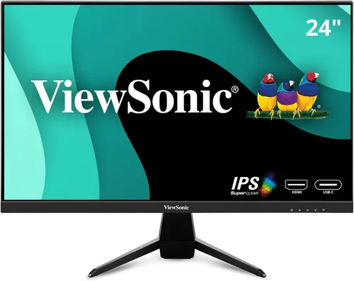 ViewSonic VX2467U Monitor de 24 Pulgadas 1080p con USB C de 65W, Biseles Ultradelgados, Entrada HDMI y VGA