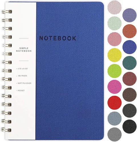 Miniatura 11 de Cuaderno de espiral – Cuaderno grande de tapa dura de 8.5 x 10.98 pulgadas con banda elástica y bolsillo, 180 páginas, diario plano de alambre