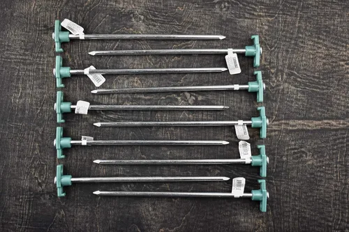 Miniatura 2 de SE Juego de estacas de metal resistente para tienda de campaña, paquete de 10, clavijas de acero galvanizado de 10.5 pulgadas para anclaje seguro