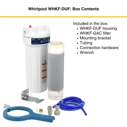Miniatura 2 de Sistema de Filtración de Agua Bajo Fregadero Whirlpool WHKF-DUF Conexión Rápida de Inserción, Incluye 1 Filtro de Carbón y Kit de Instalación