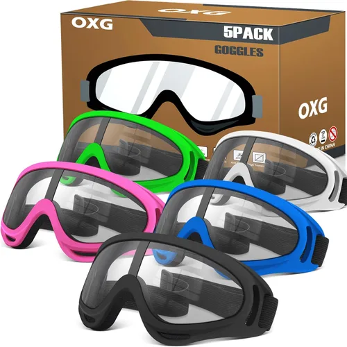 Miniatura 11 de OXG 5 pares de gafas de motocicleta para jóvenes, hombres y mujeres, gafas ATV de esquí, gafas anti-UV, a prueba de polvo y viento, para bicicletas