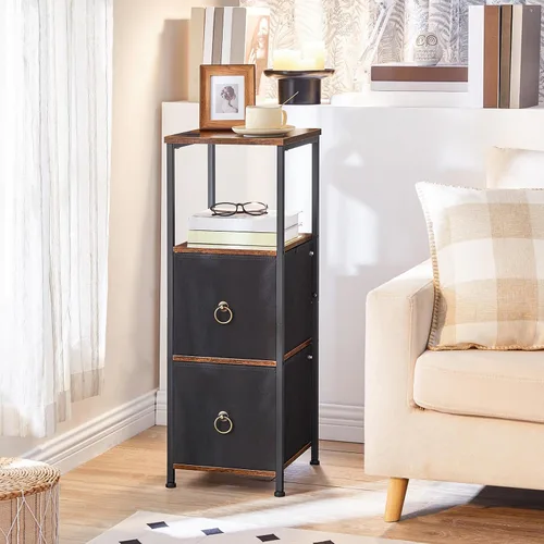 Miniatura 4 de HOOBRO Gabinete esquinero, estante esquinero de 4 niveles con 2 cajones, gabinete de piso de baño, gabinete de almacenamiento estrecho, para baño