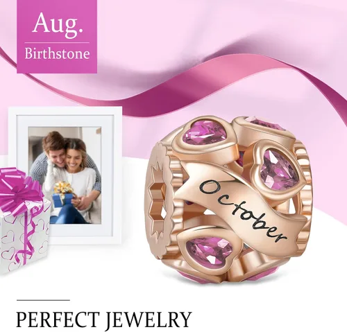 Miniatura 14 de Abalorio de plata de ley 925 con piedra natal de Ningan, abalorio de corazón para pulseras y collares, regalo de cumpleaños para mujeres y niñas