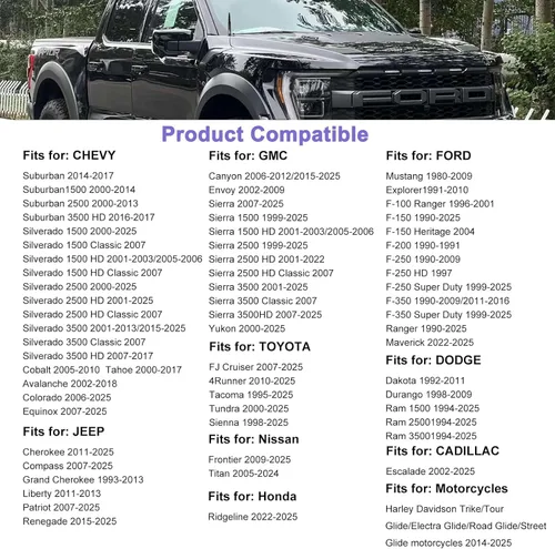 Miniatura 4 de Antena universal de repuesto para vehículo de automóvil compatible con Ford F150 F250 F350 Super Duty Raptor Dodge RAM 1500 2500 3500 (negro)