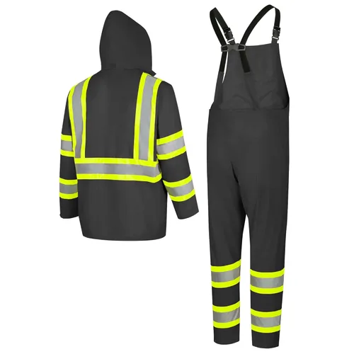 Miniatura 8 de Pioneer Hi Vis Traje de Lluvia Ligero Impermeable de Seguridad - Equipo de Lluvia Reflectante para Trabajo para Hombres y Mujeres Negro