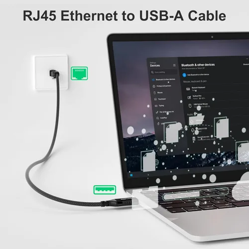 Miniatura 3 de Cable USB a Ethernet de 1 pie, cable USB 3.0 tipo A a RJ45, adaptador USB a red de Internet LAN, Gigabit, conectado directamente, aluminio