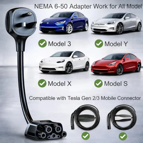 Miniatura 4 de Adaptador para Tesla NEMA 6-50, Adaptador de Cargador Móvil Tesla para Gen 2 y 3 SOLAMENTE, enchufe de 240V y salida 6-50 a 32 amperios de 10