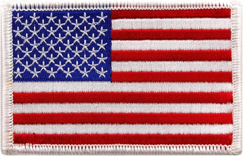 Miniatura 2 de Parche bordado con bandera americana con borde dorado USA Estados Unidos de América emblema de uniforme militar, dorado (GOLD BORDER)
