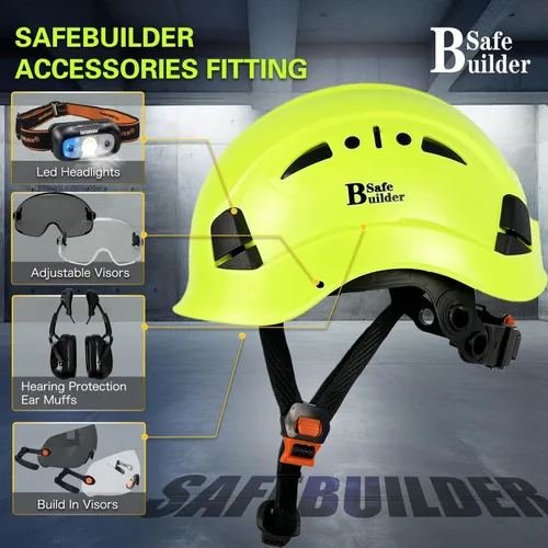 Miniatura 5 de SAFEBUILDER Casco de seguridad industrial con visera Casco duro ABS con visera Ventilación ajustable Casco de construcción Protección para la cabeza