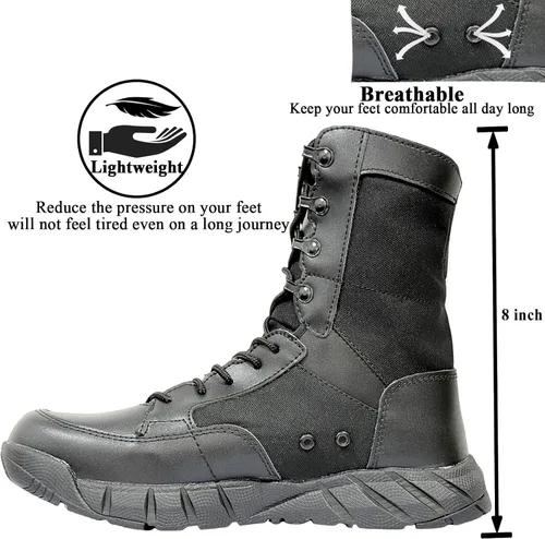Miniatura 3 de Zapatos tácticos ligeros para hombre, botas de combate, botas marrones coyote, entrenamiento militar, con cordones, senderismo al aire libre