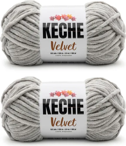 Miniatura 95 de Keche Hilo de terciopelo para ganchillo, manta de felpilla suave, voluminosa, hilo amigurumi, 3.53 oz (132 yardas), color azul bebé