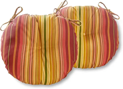 Miniatura 55 de Greendale Home Fashions Cojín redondo para asiento bistro de 15 pulgadas, 2 unidades (paquete de 1), Adobe Stripe