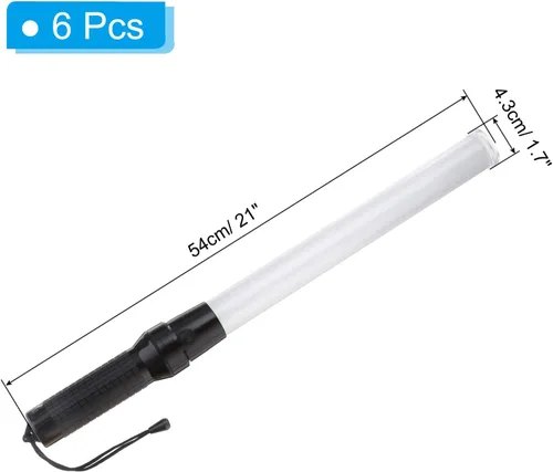 Miniatura 2 de PATIKIL Varitas de tráfico de 21 pulgadas, 6 unidades, 2 modos intermitentes, luz de advertencia LED, controlador de señal policial con cordón
