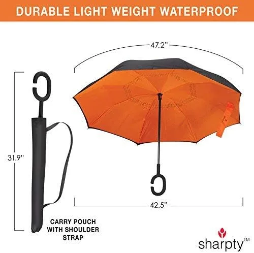 Miniatura 3 de Sharpty - Paraguas invertido resistente al viento para mujer con protección UV con mango en forma de C