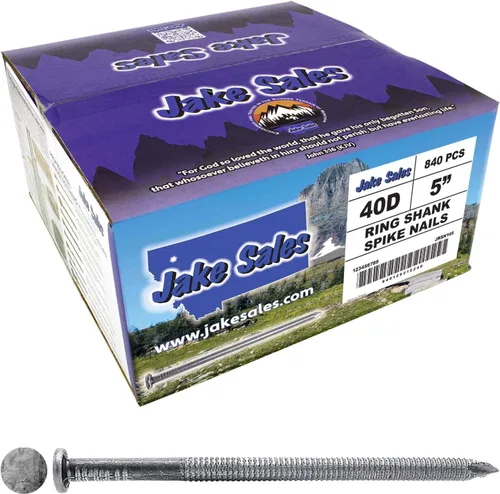 Miniatura 10 de 1/4" x 5" (40d) Tempered Ring Shank Pole Barn Nails - Use for landscaping timbers, railroad ties, pole barns and load bearing structures. 5 Pound