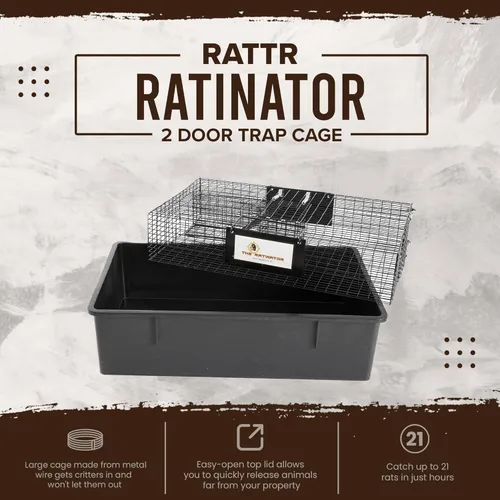 Miniatura 2 de Rugged Ranch Ratinator, trampa multi-captura para ratas, jaula humanitaria para interiores o exteriores, control de roedores para hogares, graneros