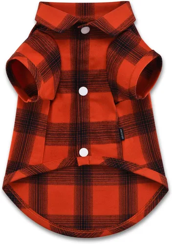 Miniatura 7 de Koneseve - Camisa para perro, camiseta a cuadros para mascotas, suéter transpirable a juego, para perros pequeños, medianos, grandes, gatos, Rojo
