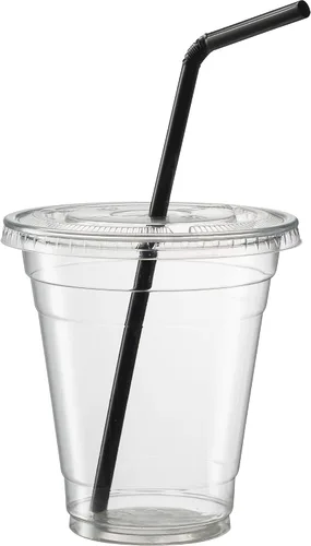 Miniatura 5 de Paquete de 500 popotes desechables de plástico flexible negro de 8 pulgadas de alto