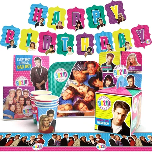 Beverly Hills 90210 - Fiesta con nuestro paquete estándar de decoraciones y suministros, perfecto para cumpleaños y eventos temáticos retro de los