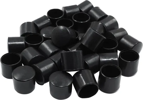 Miniatura 2 de Paquete de 30 tapas redondas de vinilo negro – 1/2 pulgada de diámetro PVC flexible protector de goma suave tapa de plástico para muebles poste