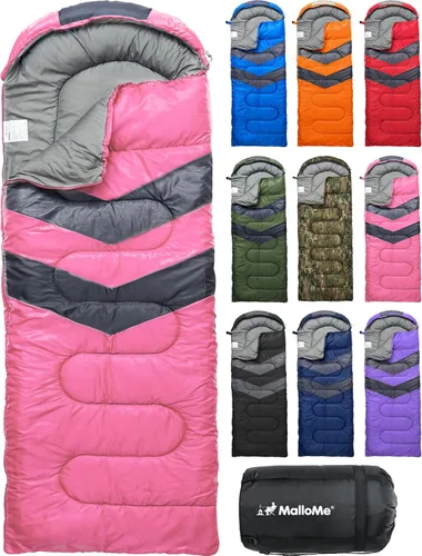 Miniatura 12 de MalloMe Sacos de dormir para adultos para clima frío y cálido, saco de dormir para mochileros para niños de 10 a 12 años, niñas, niños, ligeros