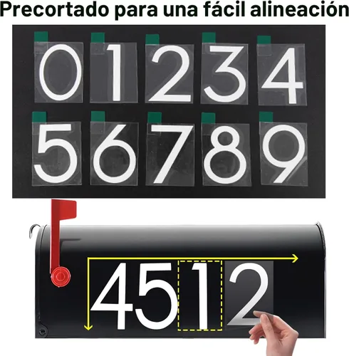 Miniatura 5 de 2 pulgadas Números reflectantes de buzón para exterior, 5 juegos de pegatinas numeradas con lengüetas adhesivas para fácil colocación y despegado
