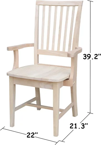 Miniatura 2 de International Concepts Mission - Silla auxiliar con brazos, madera de parawood maciza, sin terminar