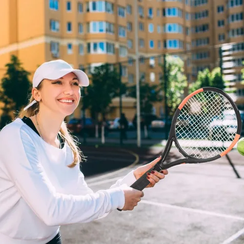 Miniatura 6 de KEVENZ Raqueta de tenis con bolsa de transporte, raqueta de tenis de entrenamiento profesional para mujeres, hombres y adultos, ligera y a prueba