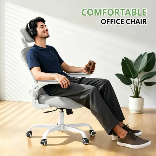 Miniatura 7 de Synorla Silla de oficina ergonómica de escritorio, capacidad de 330 libras, diseño de computadora de respaldo alto para comodidad durante largas