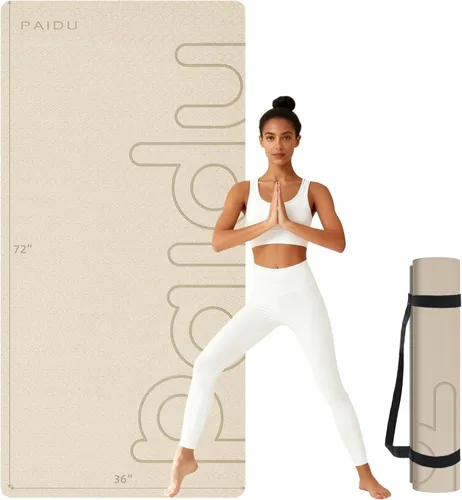 PAIDU Alfombrilla de yoga grande, 72 x 36 x 2/5 pulgadas (0.394 in) gruesa antideslizante, material POE certificado SGS, ideal para gimnasio en