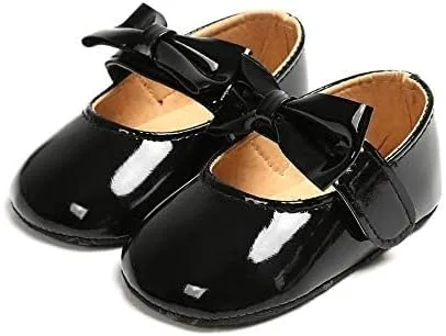 Miniatura 8 de Zapatos planos Mary Jane para bebés y niñas con lazo y flores, vestido de princesa, para boda, zapatos de ballet antideslizantes para niños pequeños