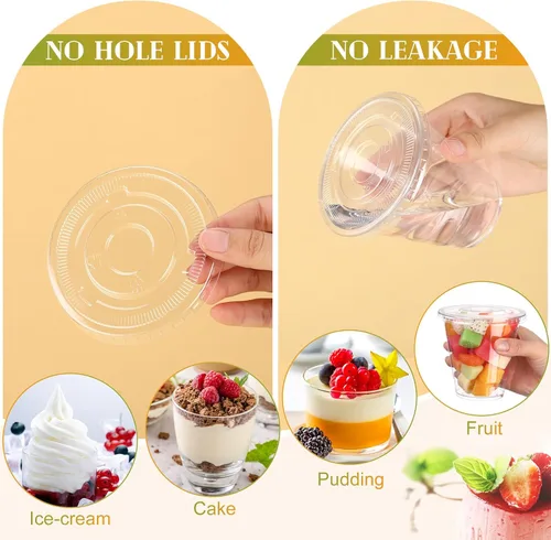 Miniatura 4 de Paquete de 200 Vasos de Plástico Transparente de 12 oz para Postre Yogur Parfait Pudín de Plátano Tazas Desechables PET con 200 Piezas Cucharas
