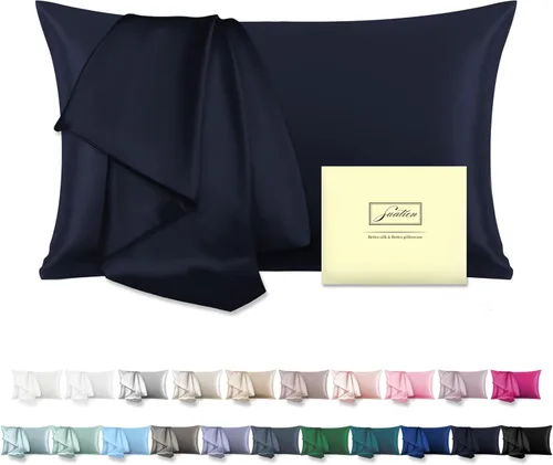 Miniatura 29 de Funda de almohada de seda para cabello y piel, suave, transpirable y sedosa 100% seda Queen, juego de 2, fundas de almohada de seda de morera