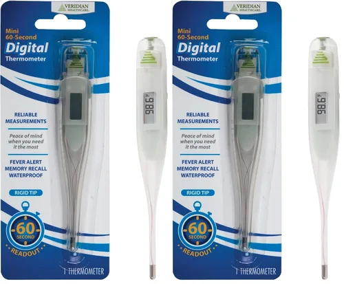 Miniatura 9 de Veridian Healthcare Termómetro digital Lectura de 60 segundos Mediciones Fahrenheit Punta Rígida Alerta de fiebre Garantía de un año