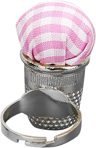 Miniatura 10 de EXCEART DIY bordado ayuda de costura dedal anillo de almacenamiento de aguja de punto de cruz nuevo dos en uno aguja dedo cuna (dorado) precioso