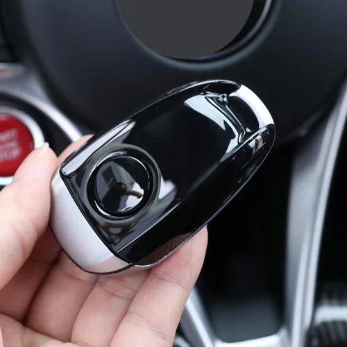 Miniatura 3 de ABS Car Key Shell Key Case Cover Trim para Alfa Romeo Giulia Stelvio 2017-2019 (negro)