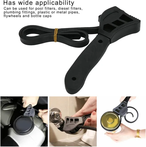 Miniatura 4 de Qiilu Llave de correa de correa Llave de filtro de aceite Llave de correa de goma Llave de correa de goma Llave de cinturón Abrebotellas Herramienta