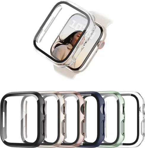 Miniatura 9 de Pack de 6 fundas para Apple Watch Series 11/10 de 42 mm con protector de pantalla de vidrio templado, BHARVEST Funda protectora de policarbonato