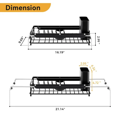 Miniatura 7 de Escurridor de platos sobre el fregadero, escurridores de platos en el fregadero, escurridor de platos expandible sobre el mostrador del fregadero