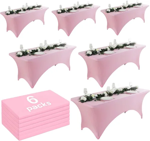 Miniatura 12 de Paquete de 2 manteles de elastano negro de 6 pies – Manteles ajustados – Mantel elástico de ajuste universal para mesas plegables – Sin arrugas