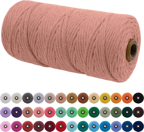 Miniatura 69 de JeogYong Cordón de macramé de un solo hilo 2mm x 164 yardas (492 pies) Cuerda de algodón suave, hilo de macramé 2 mm, suministros de macramé