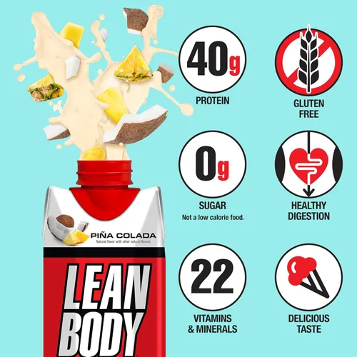 Miniatura 3 de Labrada - Batido de proteína listo para beber Pina Colada, 40g de proteína, mezcla de suero, 0 azúcar, sin gluten, 22 vitaminas y minerales, 17 fl