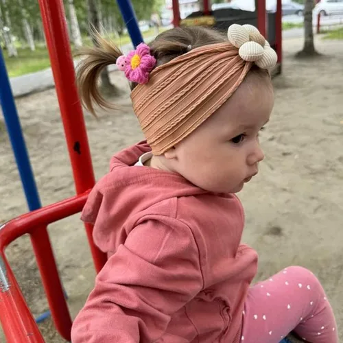 Miniatura 4 de MIUXUESO 3 Piezas Diademas de Flores para Bebé Diademas de Nylon para Niñas Bebé Diademas Suaves Accesorios para el Cabello para Recién Nacidos