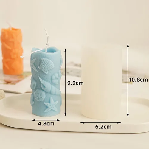 Miniatura 6 de Moldes de cilindro de concha de silicona para resina, jabón y fabricación de velas - Molde artesanal de estrella de mar, concha, mariscos y más