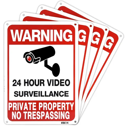 Miniatura 7 de Letreros de videovigilancia de aluminio de 7 x 10 pulgadas, letreros de seguridad para el hogar al aire libre para patio, negocios, alerta